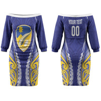 Otago 2026 Rugby Custom Couples Matching Off The Shoulder Long Sleeve Dress and Long Sleeve Button Shirt NZ Maori Silver Fern LT14