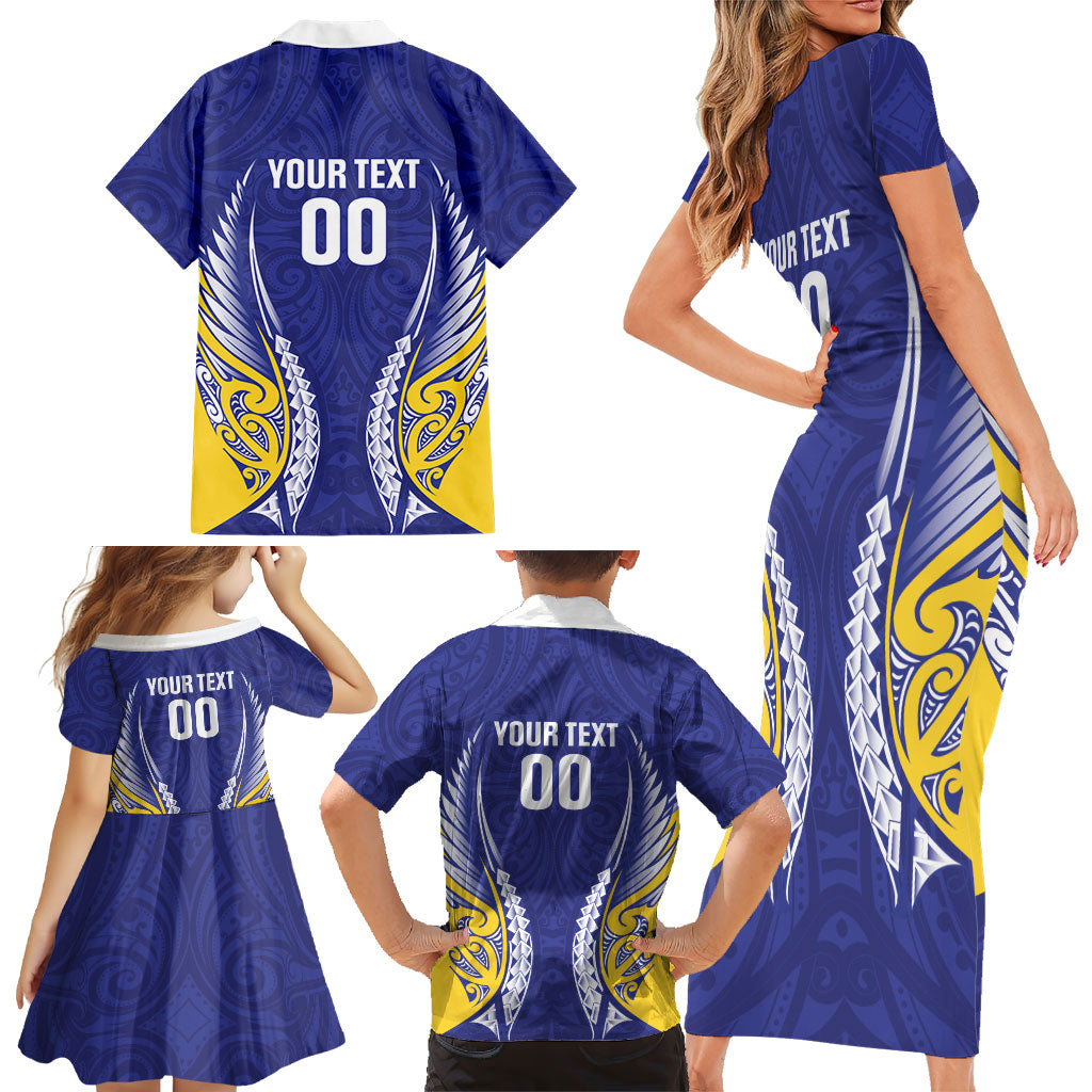 Otago 2026 Rugby Custom Family Matching Short Sleeve Bodycon Dress and Hawaiian Shirt NZ Maori Silver Fern