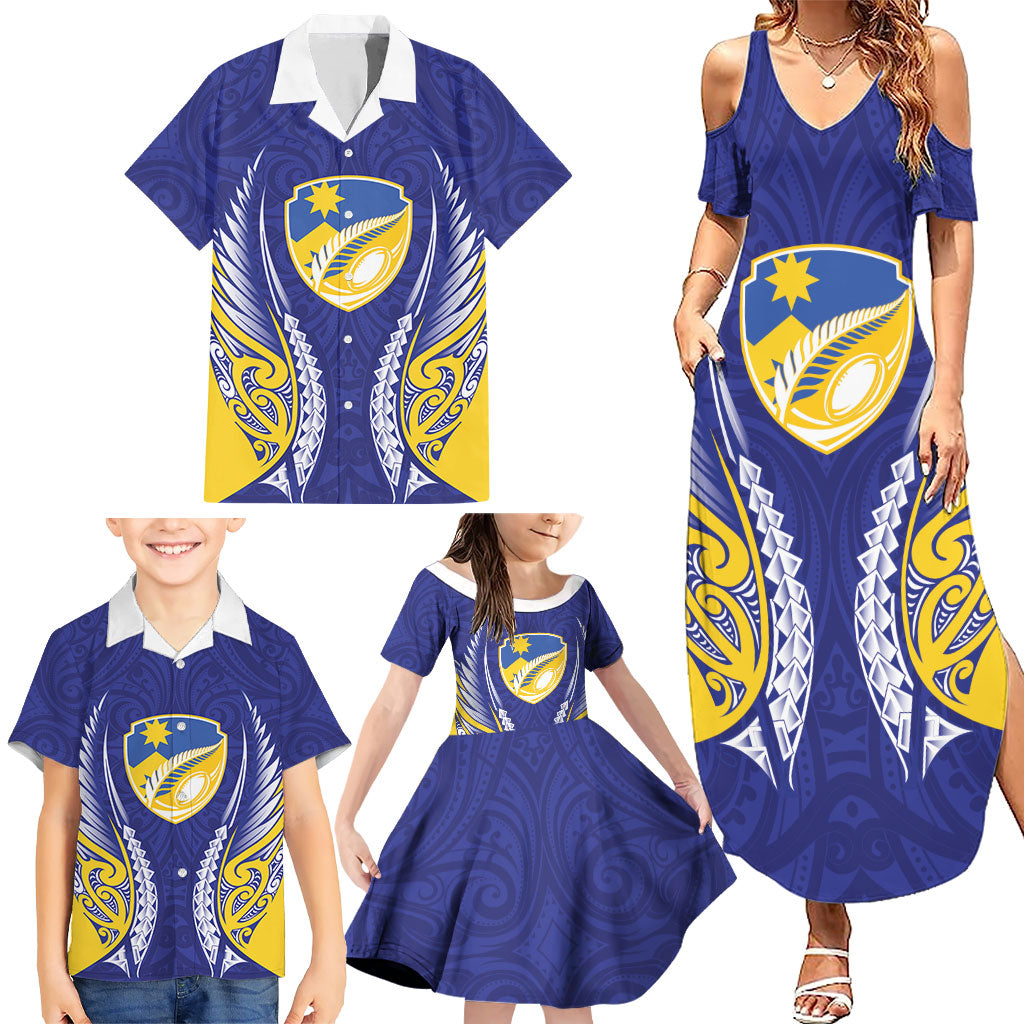 Otago 2026 Rugby Custom Family Matching Summer Maxi Dress and Hawaiian Shirt NZ Maori Silver Fern