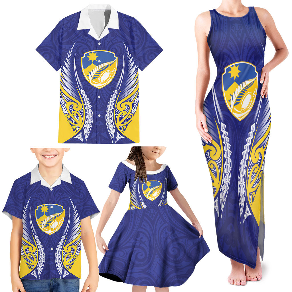 Otago 2026 Rugby Custom Family Matching Tank Maxi Dress and Hawaiian Shirt NZ Maori Silver Fern