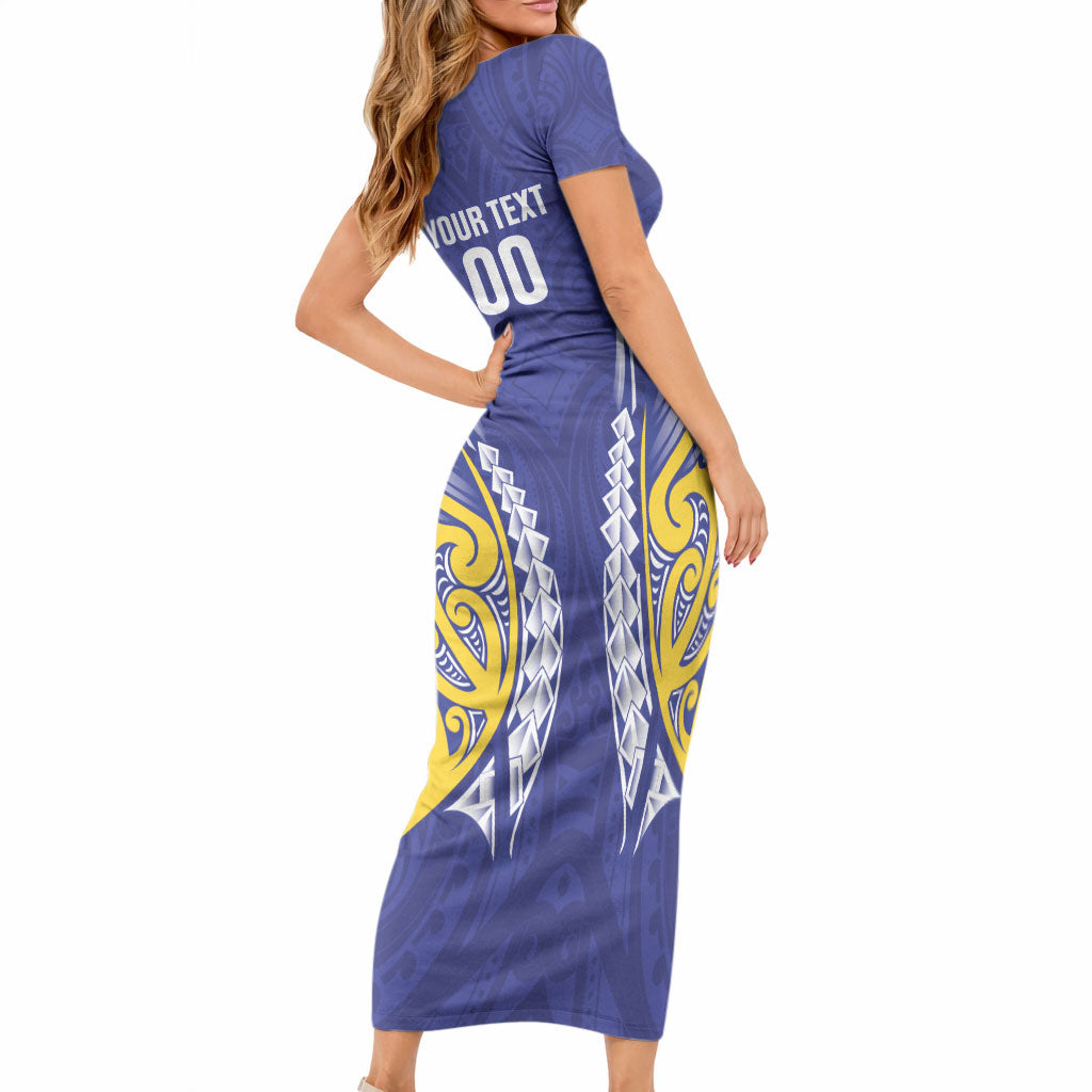 Otago 2026 Rugby Custom Short Sleeve Bodycon Dress NZ Maori Silver Fern LT14 - Polynesian Pride