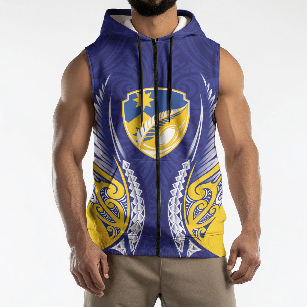 Otago 2026 Rugby Custom Sleeveless Zip Hoodie NZ Maori Silver Fern
