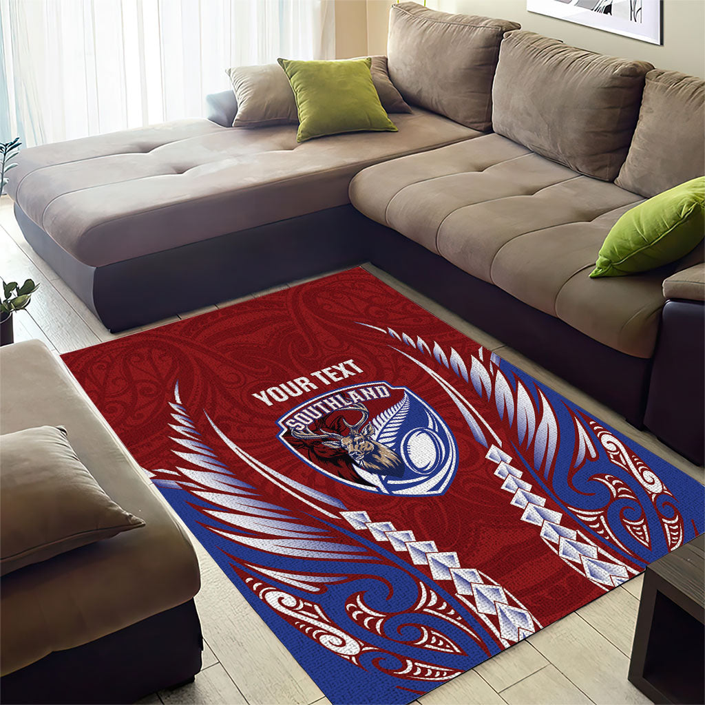 Southland 2026 Rugby Custom Area Rug NZ Maori Silver Fern