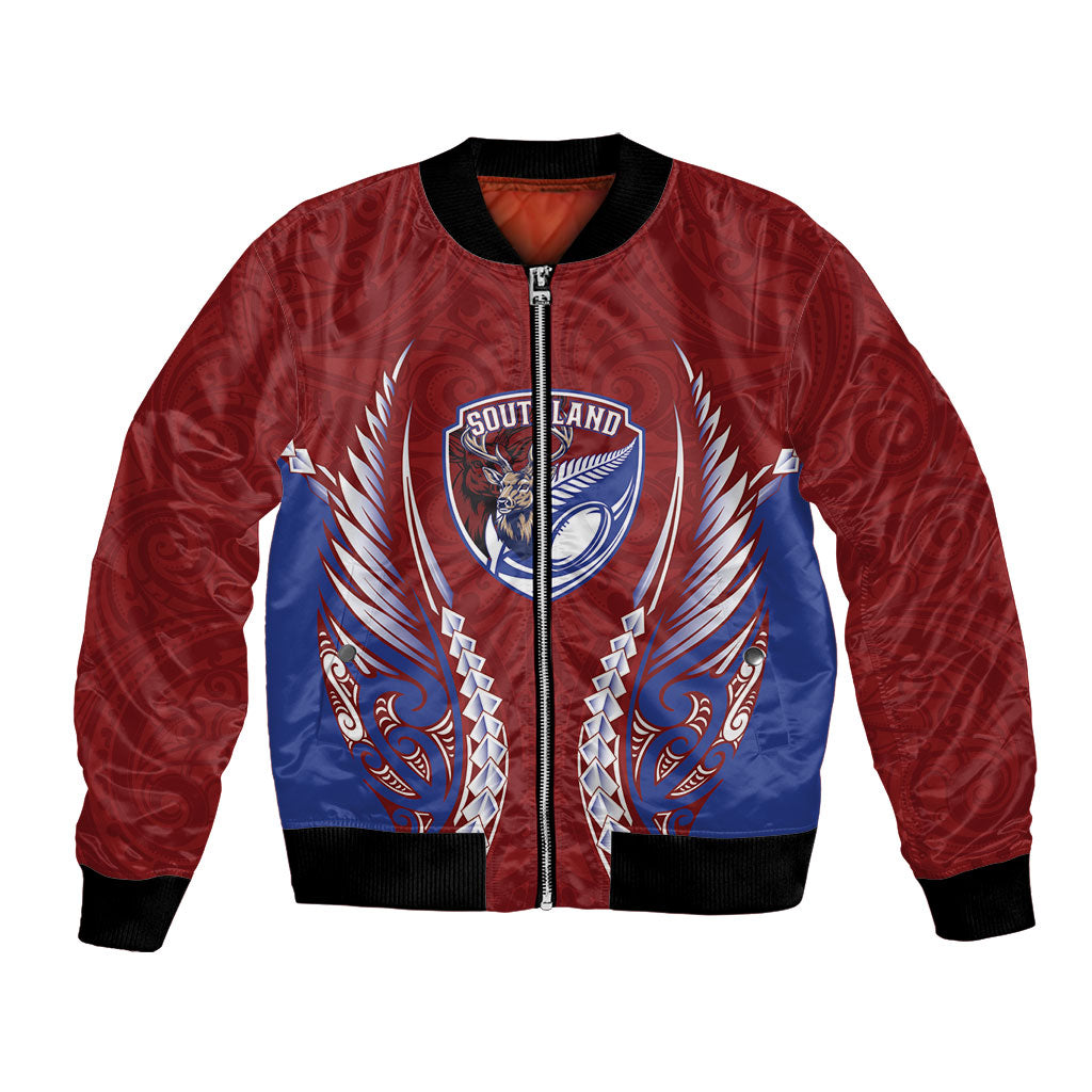 Southland 2026 Rugby Custom Bomber Jacket NZ Maori Silver Fern LT14 Unisex Maroon - Polynesian Pride