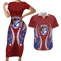 Southland 2026 Rugby Custom Couples Matching Short Sleeve Bodycon Dress and Hawaiian Shirt NZ Maori Silver Fern