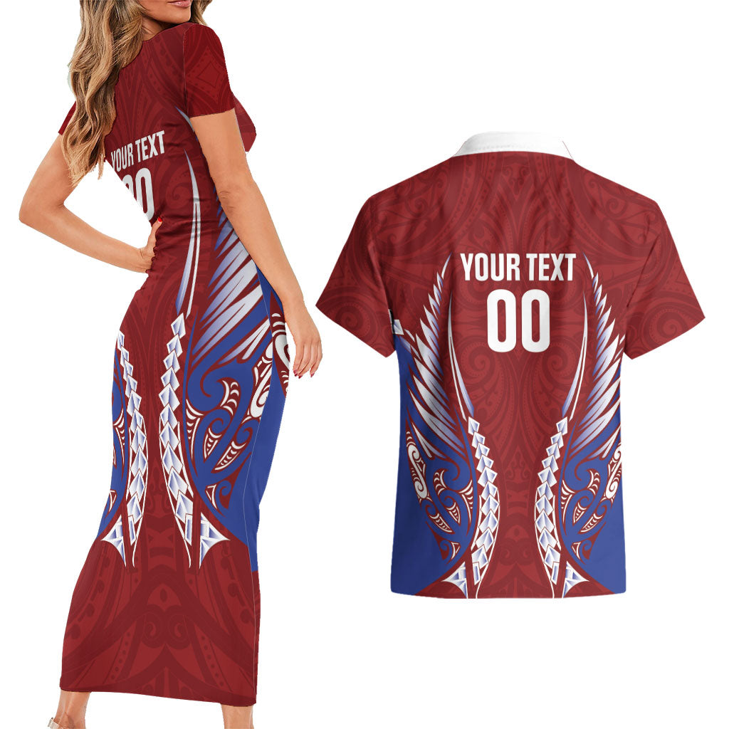 Southland 2026 Rugby Custom Couples Matching Short Sleeve Bodycon Dress and Hawaiian Shirt NZ Maori Silver Fern