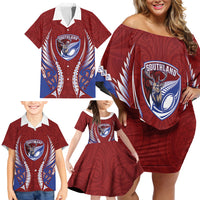 Southland 2026 Rugby Custom Family Matching Off Shoulder Short Dress and Hawaiian Shirt NZ Maori Silver Fern