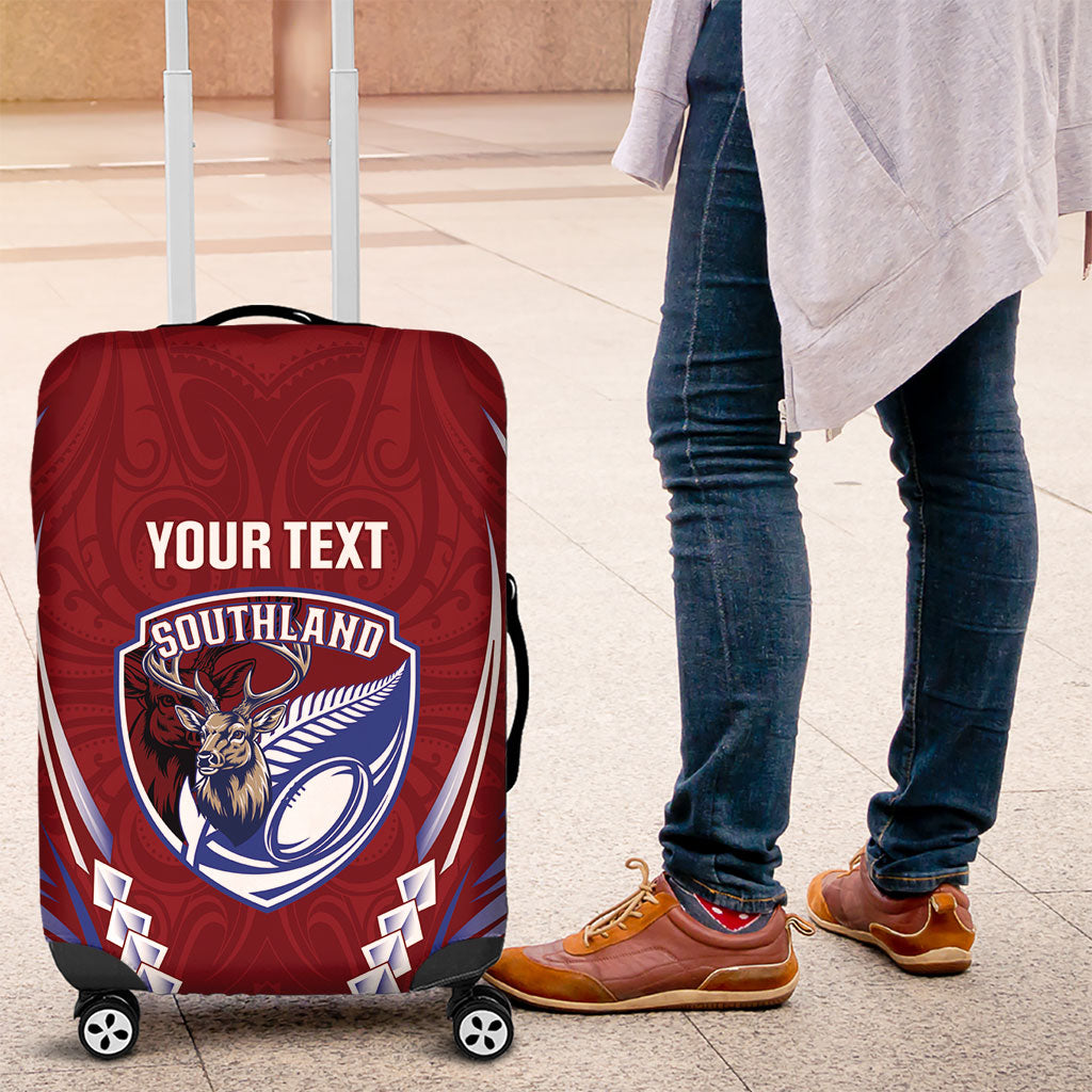 Southland 2026 Rugby Custom Luggage Cover NZ Maori Silver Fern LT14 Maroon - Polynesian Pride