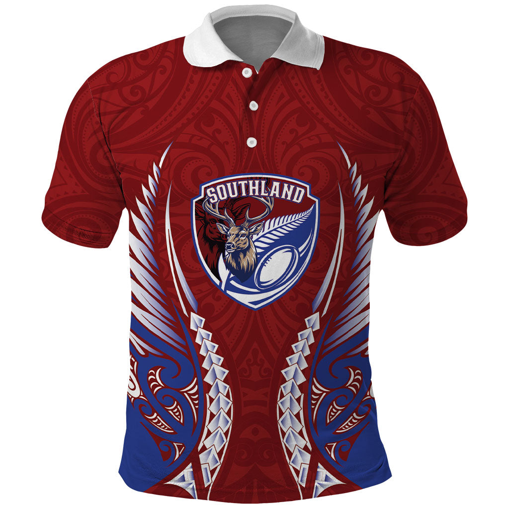 Southland 2026 Rugby Custom Polo Shirt NZ Maori Silver Fern LT14 Maroon - Polynesian Pride