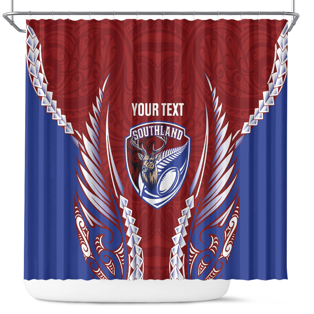 Southland 2026 Rugby Custom Shower Curtain NZ Maori Silver Fern