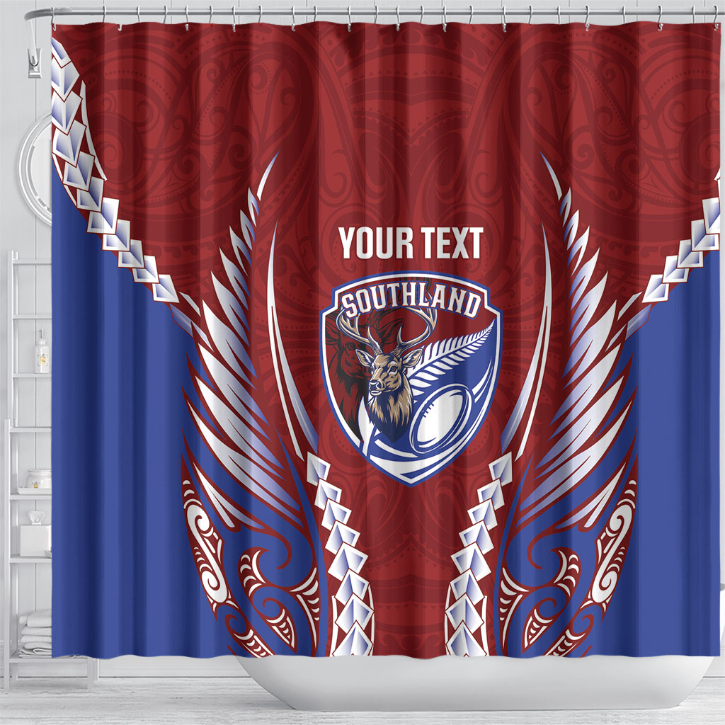 Southland 2026 Rugby Custom Shower Curtain NZ Maori Silver Fern