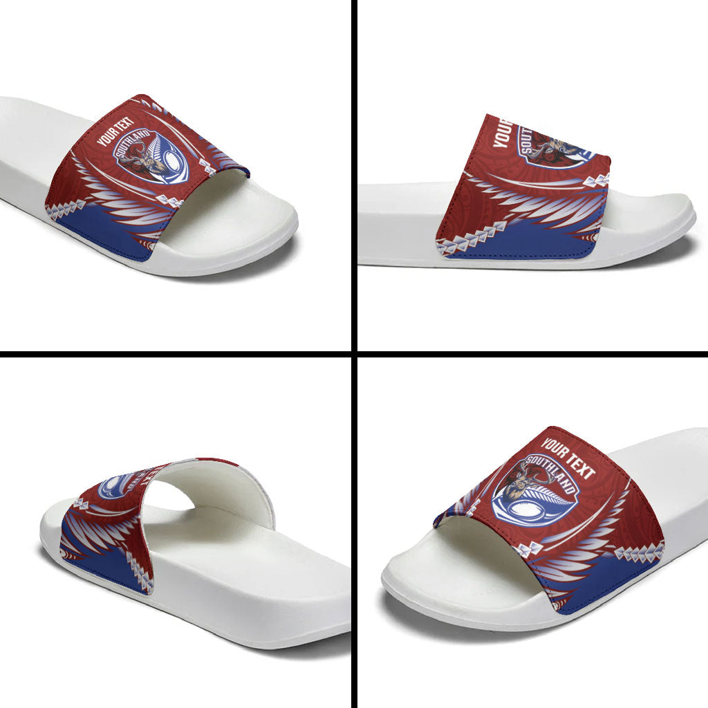 Southland 2026 Rugby Custom Slide Sandals NZ Maori Silver Fern
