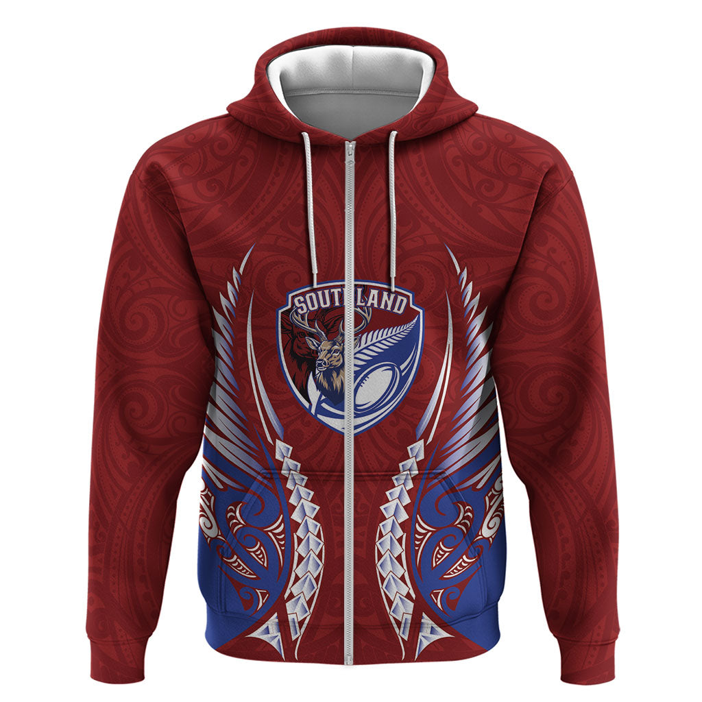 Southland 2026 Rugby Custom Zip Hoodie NZ Maori Silver Fern