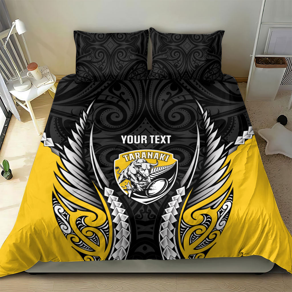 Taranaki 2026 Rugby Custom Bedding Set NZ Maori Silver Fern