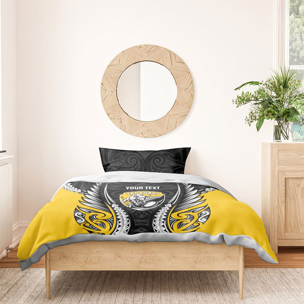 Taranaki 2026 Rugby Custom Bedding Set NZ Maori Silver Fern