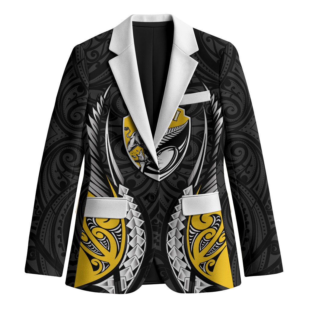 Taranaki 2026 Rugby Custom Blazer NZ Maori Silver Fern LT14 Unisex Black - Polynesian Pride