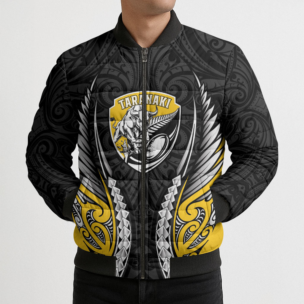 Taranaki 2026 Rugby Custom Bomber Puffer Jacket NZ Maori Silver Fern