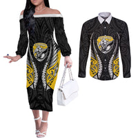 Taranaki 2026 Rugby Custom Couples Matching Off The Shoulder Long Sleeve Dress and Long Sleeve Button Shirt NZ Maori Silver Fern