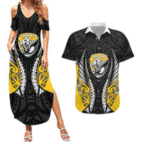 Taranaki 2026 Rugby Custom Couples Matching Summer Maxi Dress and Hawaiian Shirt NZ Maori Silver Fern