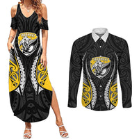 Taranaki 2026 Rugby Custom Couples Matching Summer Maxi Dress and Long Sleeve Button Shirt NZ Maori Silver Fern