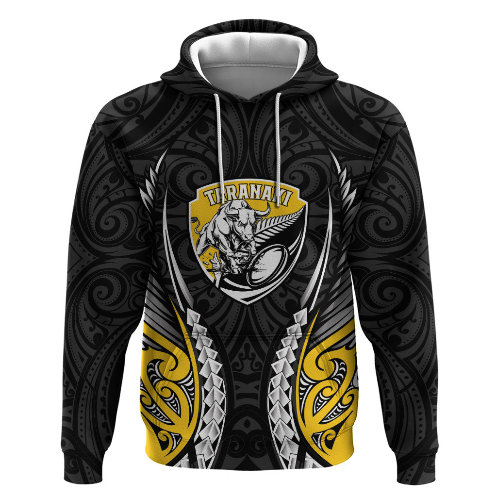 Taranaki 2026 Rugby Custom Hoodie NZ Maori Silver Fern LT14 Pullover Hoodie Black - Polynesian Pride