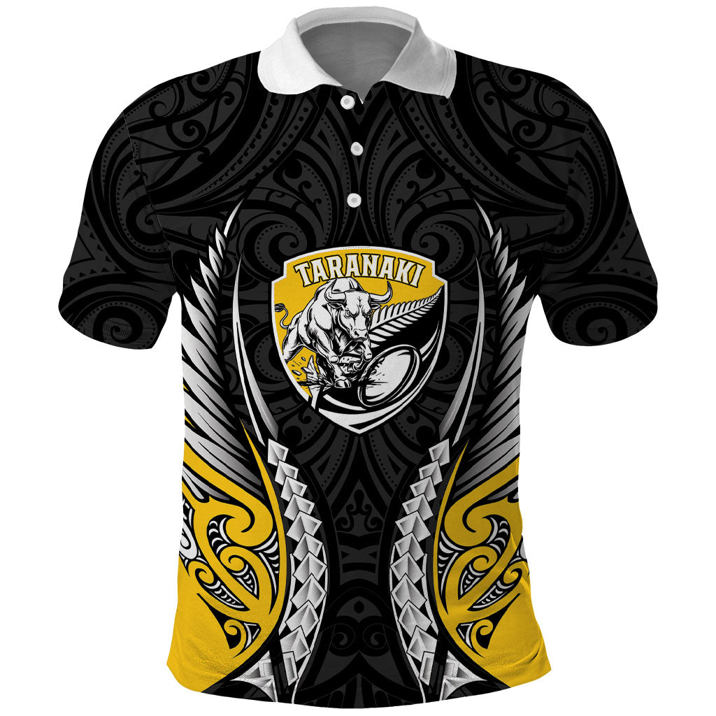 Taranaki 2026 Rugby Custom Polo Shirt NZ Maori Silver Fern LT14 Black - Polynesian Pride