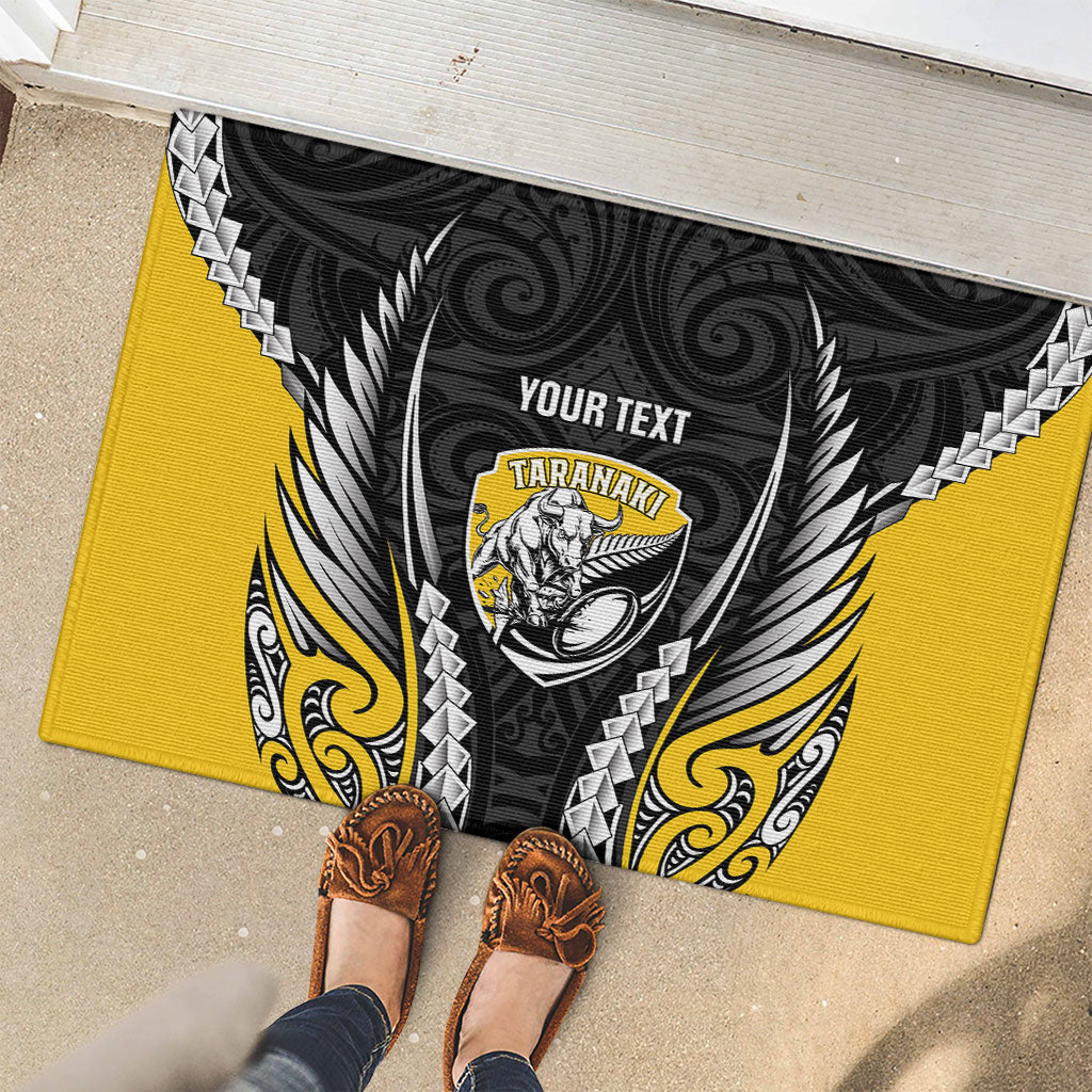 Taranaki 2026 Rugby Custom Rubber Doormat NZ Maori Silver Fern