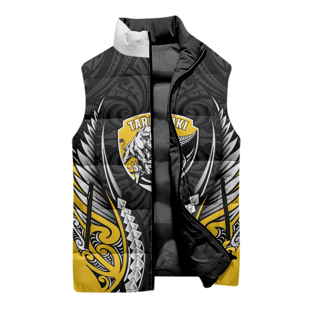 Taranaki 2026 Rugby Custom Sleeveless Puffer Jacket NZ Maori Silver Fern