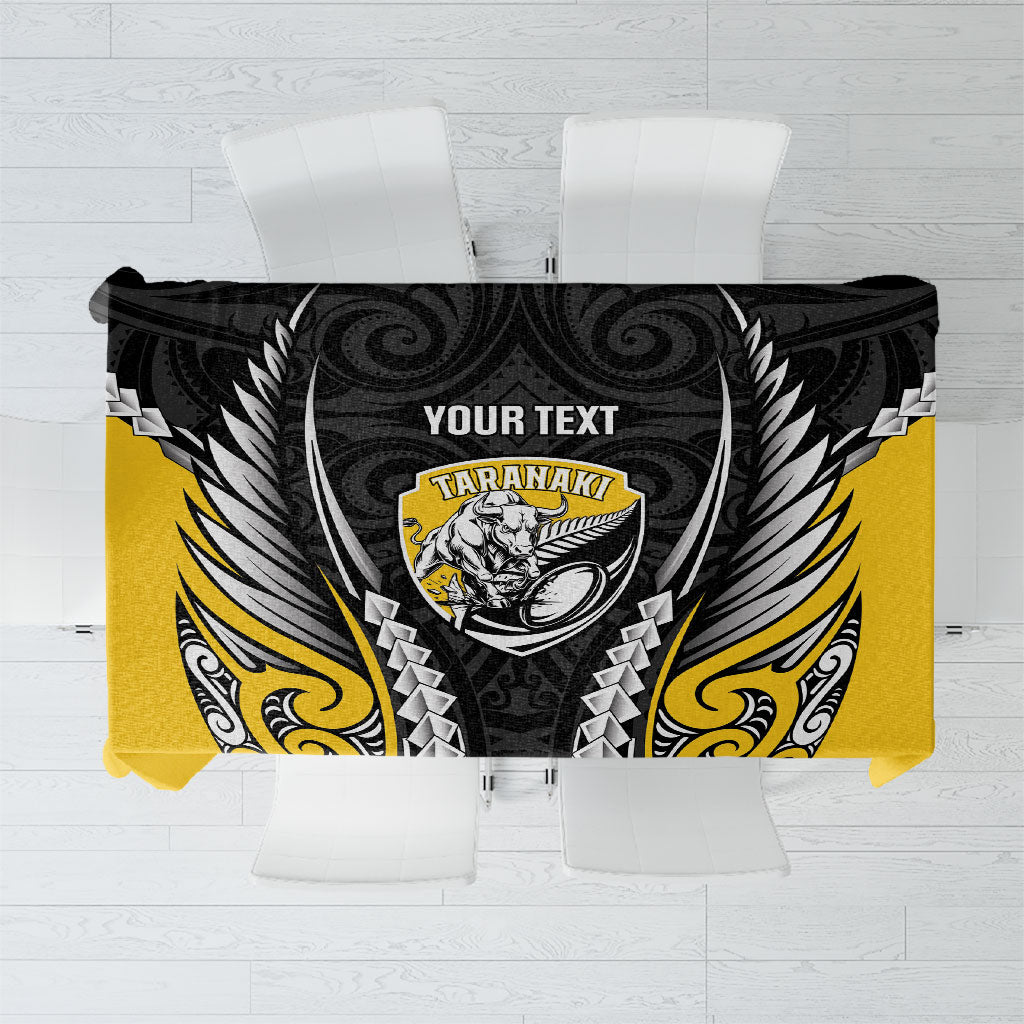 Taranaki 2026 Rugby Custom Tablecloth NZ Maori Silver Fern