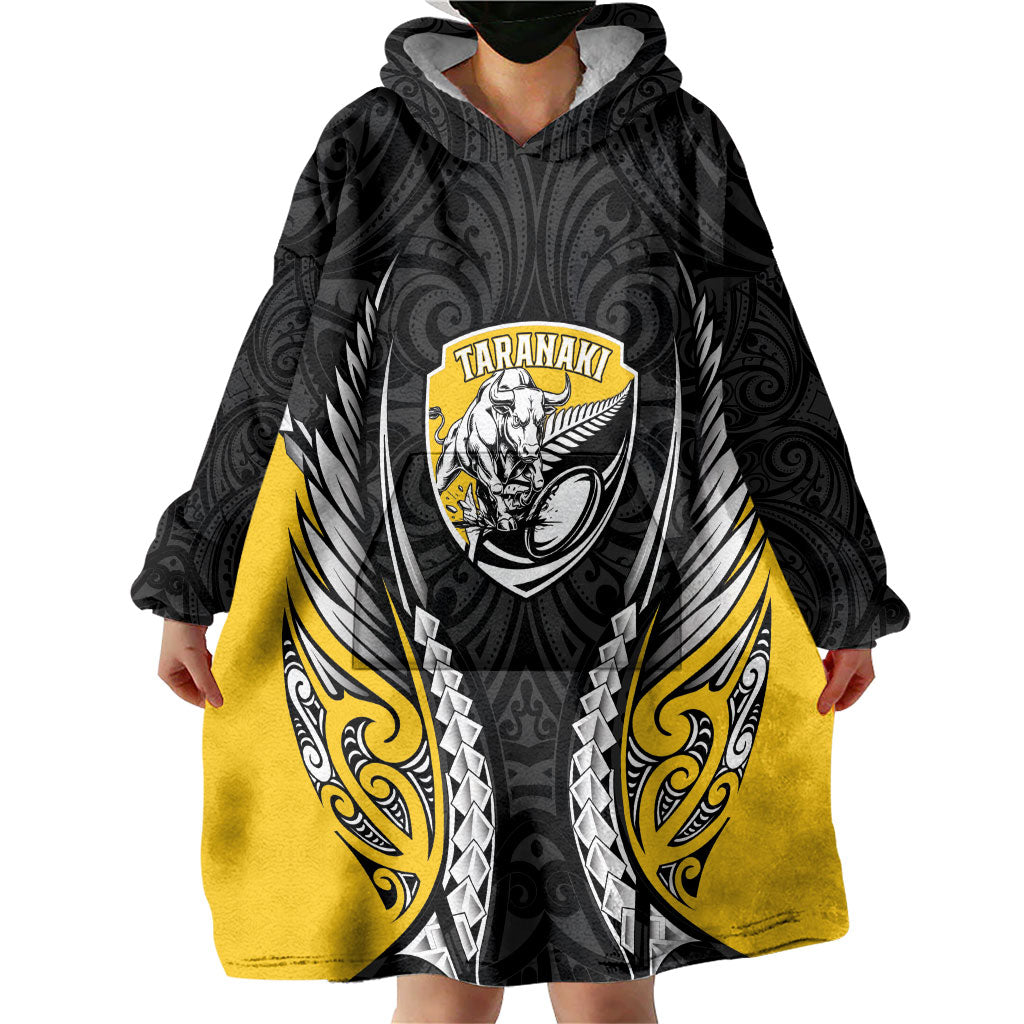 Taranaki 2026 Rugby Custom Wearable Blanket Hoodie NZ Maori Silver Fern