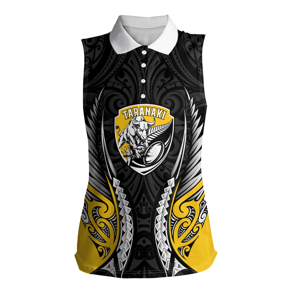 Taranaki 2026 Rugby Custom Women Sleeveless Polo Shirt NZ Maori Silver Fern