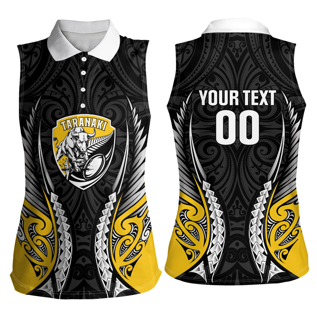 Taranaki 2026 Rugby Custom Women Sleeveless Polo Shirt NZ Maori Silver Fern