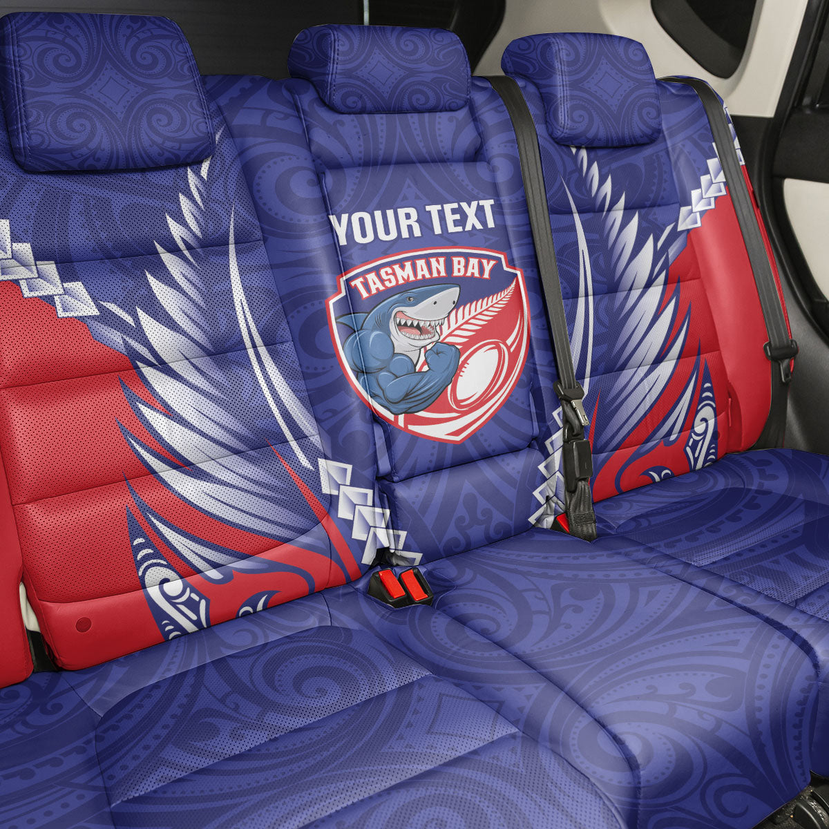 Tasman Bay 2026 Rugby Custom Back Car Seat Cover NZ Maori Silver Fern