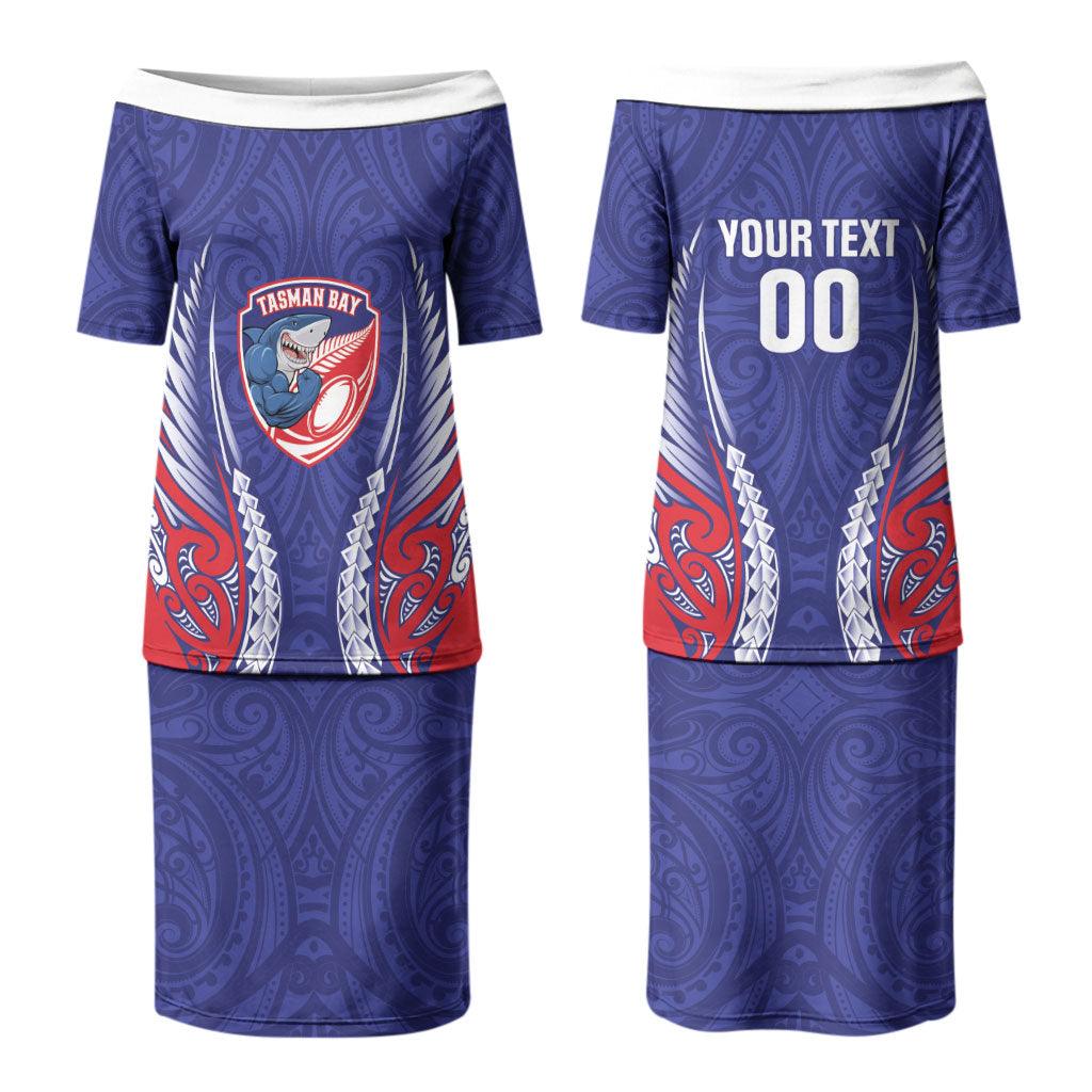 Tasman Bay 2026 Rugby Custom Couples Matching Puletasi and Long Sleeve Button Shirt NZ Maori Silver Fern LT14 - Polynesian Pride