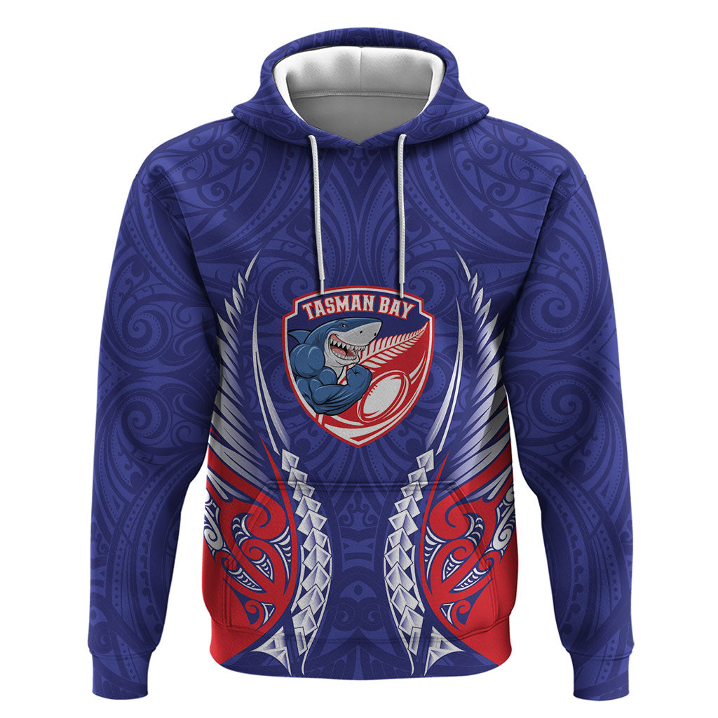 Tasman Bay 2026 Rugby Custom Hoodie NZ Maori Silver Fern LT14 Pullover Hoodie Blue - Polynesian Pride