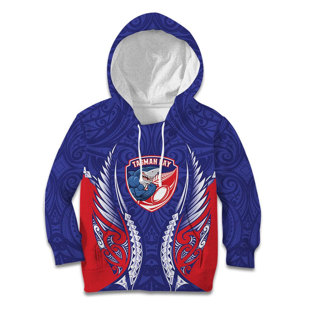 Tasman Bay 2026 Rugby Custom Kid Hoodie NZ Maori Silver Fern