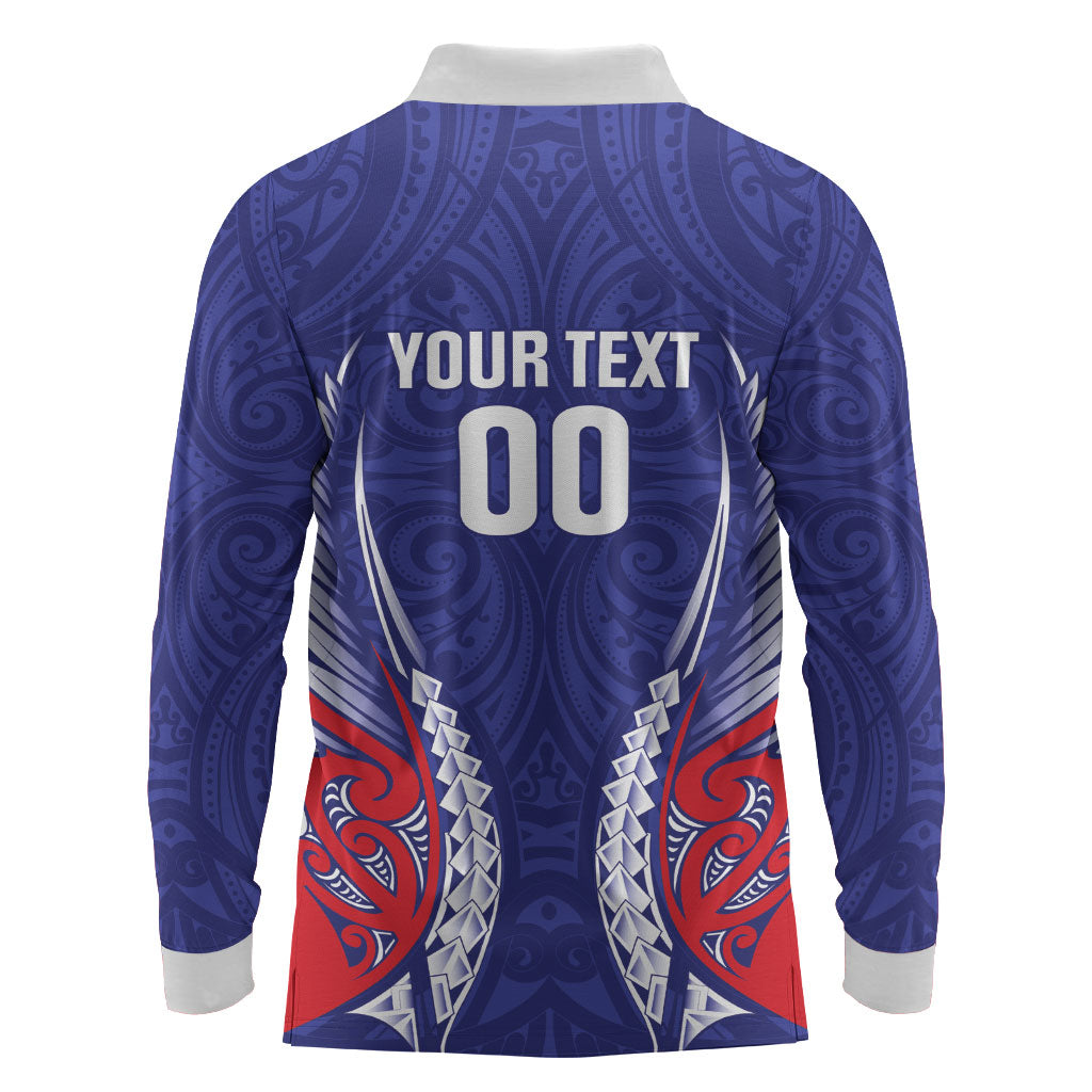 Tasman Bay 2026 Rugby Custom Long Sleeve Polo Shirt NZ Maori Silver Fern