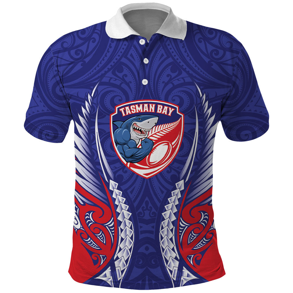 Tasman Bay 2026 Rugby Custom Polo Shirt NZ Maori Silver Fern LT14 Blue - Polynesian Pride