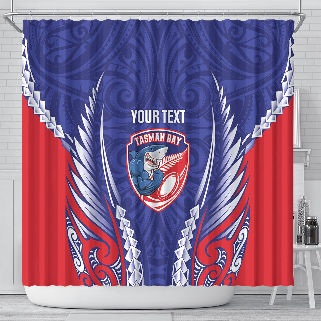 Tasman Bay 2026 Rugby Custom Shower Curtain NZ Maori Silver Fern