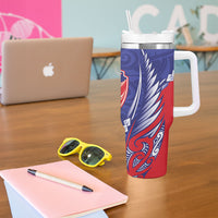 Tasman Bay 2026 Rugby Custom Tumbler With Handle NZ Maori Silver Fern