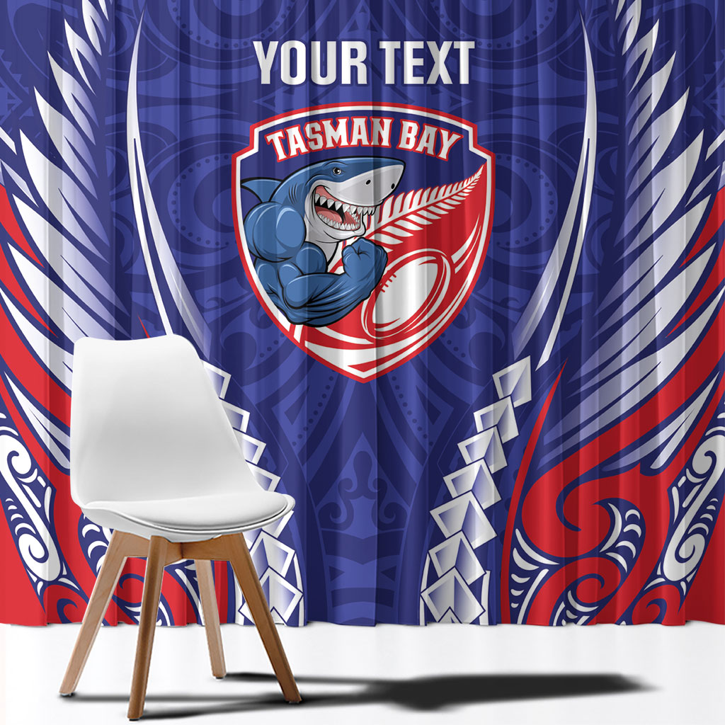 Tasman Bay 2026 Rugby Custom Window Curtain NZ Maori Silver Fern