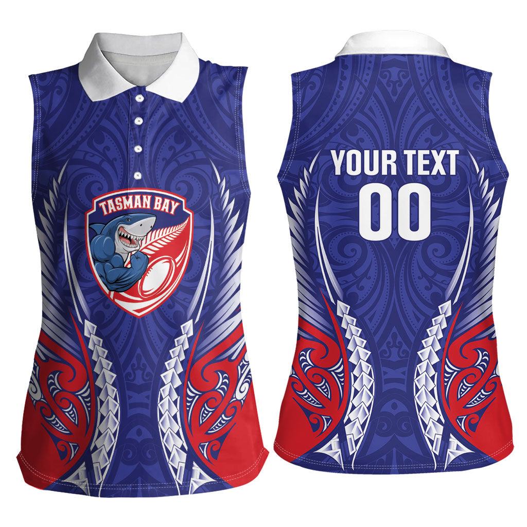 Tasman Bay 2026 Rugby Custom Women Sleeveless Polo Shirt NZ Maori Silver Fern