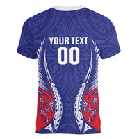 Tasman Bay 2026 Rugby Custom Women V-Neck T-Shirt NZ Maori Silver Fern