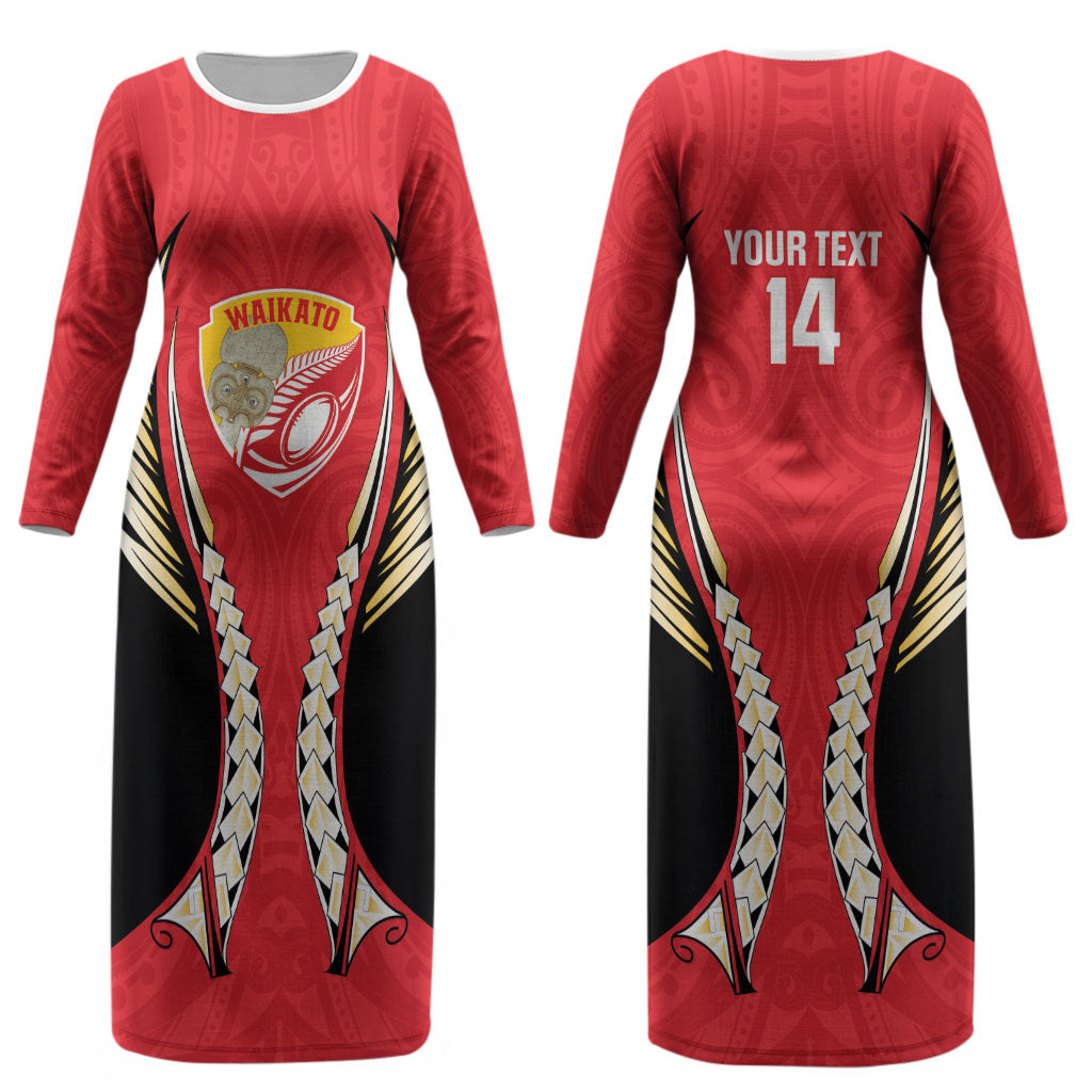 Waikato 2026 Rugby Custom Couples Matching Long Sleeve Bodycon Dress and Hawaiian Shirt NZ Maori Silver Fern LT14 - Polynesian Pride