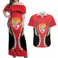 Waikato 2026 Rugby Custom Couples Matching Off Shoulder Maxi Dress and Hawaiian Shirt NZ Maori Silver Fern