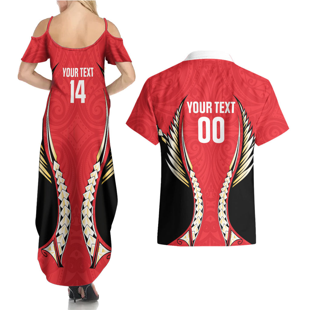 Waikato 2026 Rugby Custom Couples Matching Summer Maxi Dress and Hawaiian Shirt NZ Maori Silver Fern
