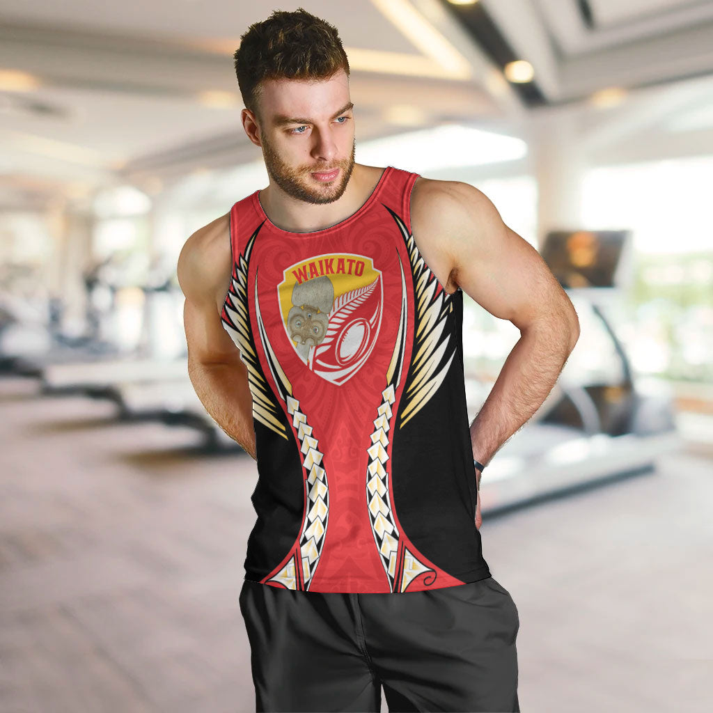 Waikato 2026 Rugby Custom Men Tank Top NZ Maori Silver Fern LT14 Red - Polynesian Pride