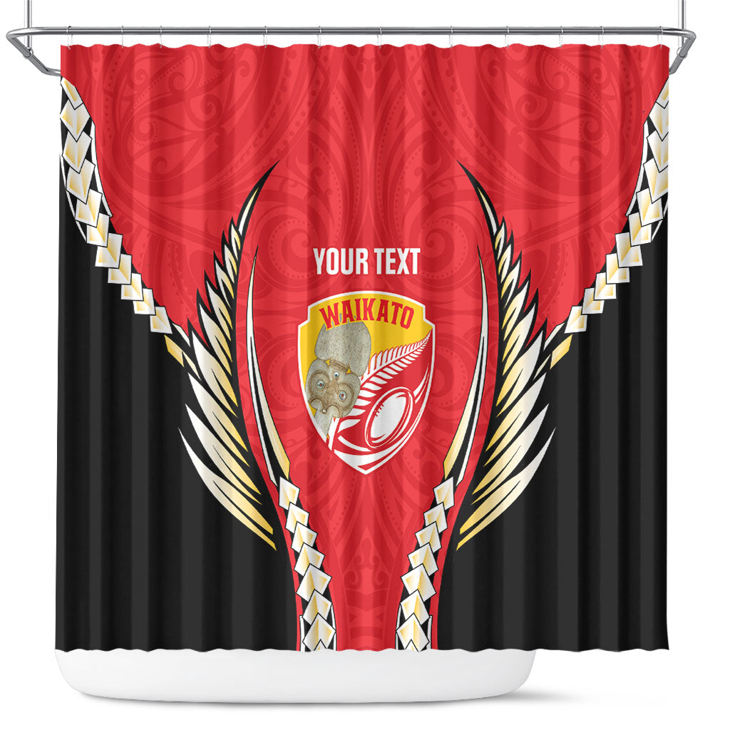 Waikato 2026 Rugby Custom Shower Curtain NZ Maori Silver Fern LT14 Red - Polynesian Pride
