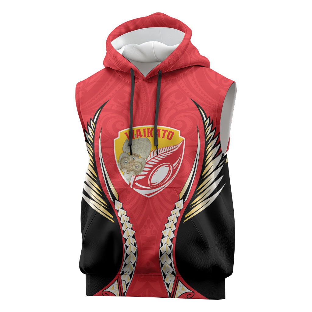 Waikato 2026 Rugby Custom Sleeveless Hoodie NZ Maori Silver Fern LT14 Red - Polynesian Pride
