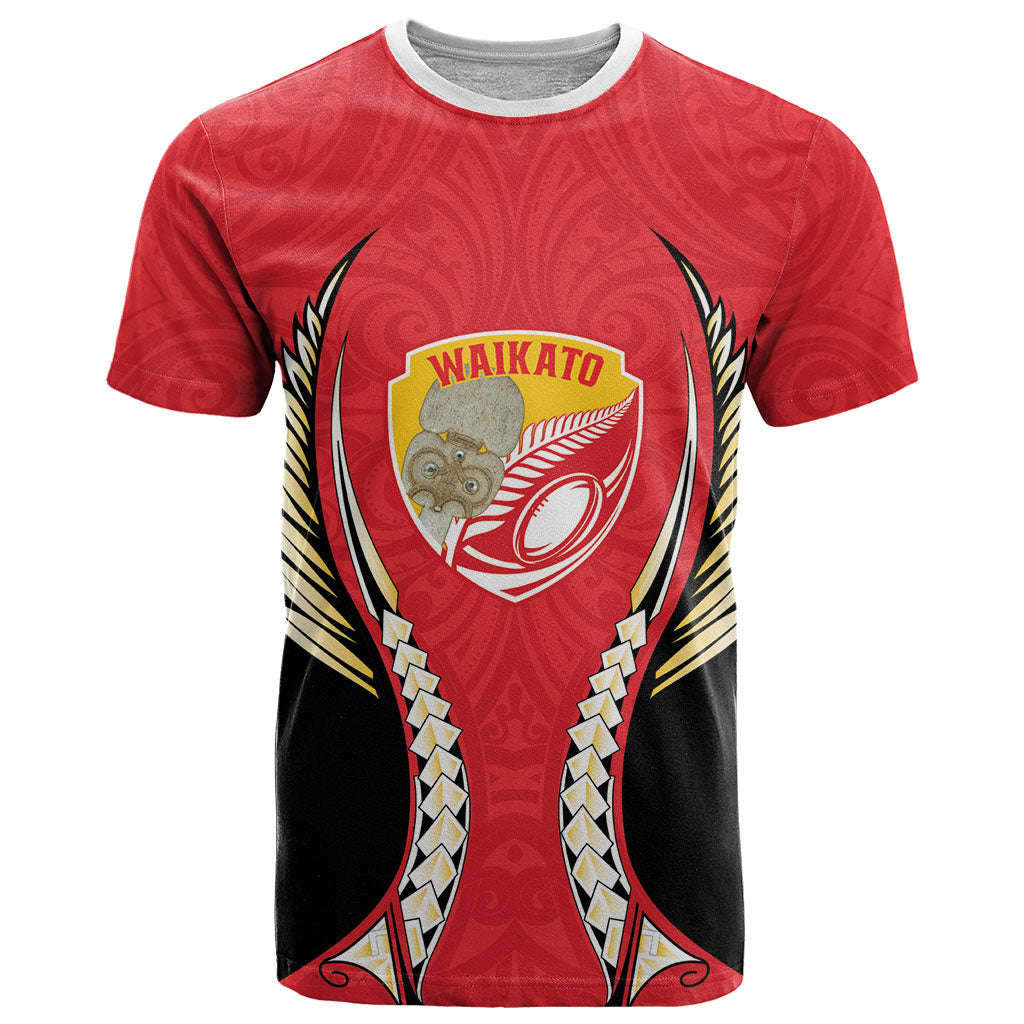 Waikato 2026 Rugby Custom T Shirt NZ Maori Silver Fern LT14 Red - Polynesian Pride